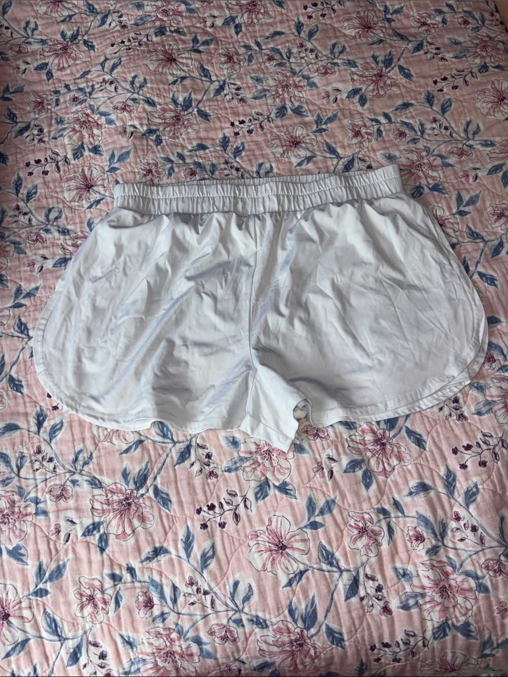 White Women's Athletic Shorts - Elastic Waist
